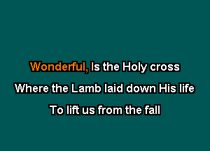 Wonderful, Is the Holy cross

Where the Lamb laid down His life

To lift us from the fall