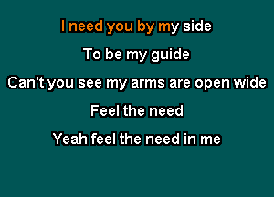 I need you by my side
To be my guide

Can't you see my arms are open wide

Feel the need

Yeah feel the need in me