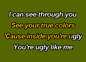 loan see through you

See your true colors

'Cause inside you're ugfy

You're ugly Iike me