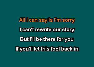 All I can say is I'm sorry

I can't rewrite our story
But I'll be there for you
If you'll let this fool back in