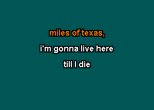 miles oftexas,

i'm gonna live here

till I die