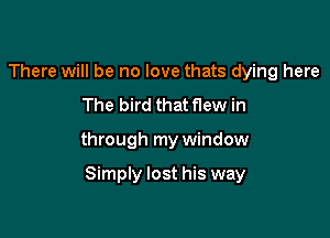 There will be no love thats dying here
The bird that flew in

through my window

Simply lost his way