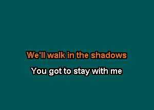We'll walk in the shadows

You got to stay with me