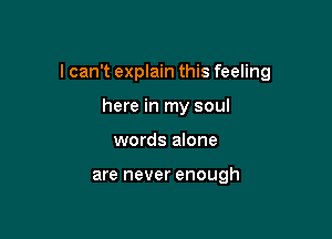 I can't explain this feeling

here in my soul
words alone

are never enough