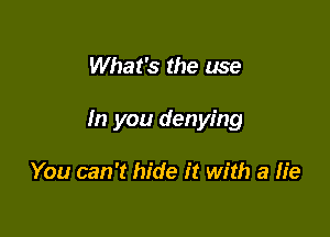 What's the use

In you denying

You can '1 hide it with a lie