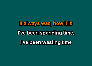 It always was, how it is

I've been spending time,

I've been wasting time