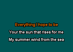 Everything I hope to be

Your the sun that rises for me

My summer wind from the sea