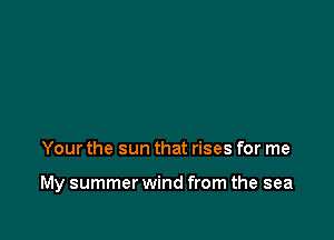 Your the sun that rises for me

My summer wind from the sea