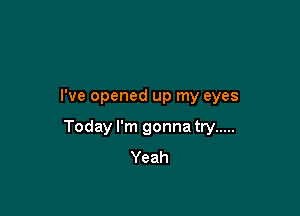I've opened up my eyes

Today I'm gonna try .....
Yeah
