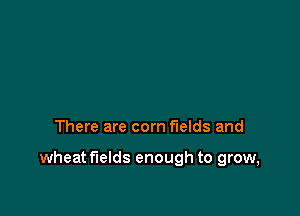 There are com fields and

wheat fields enough to grow,