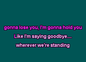 gonna lose you, I'm gonna hold you

Like I'm saying goodbye....

wherever we're standing