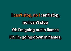 I can't stop, no I can't stop,
no I can't stop

Oh I'm going out in flames

Oh I'm going down in flames,