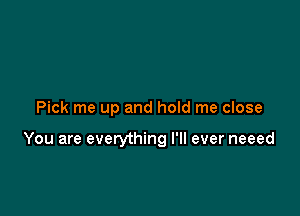 Pick me up and hold me close

You are everything I'll ever neeed