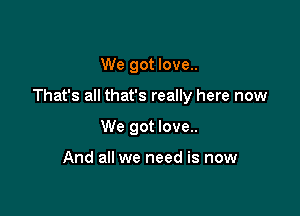 We got love..

That's all that's really here now

We got love..

And all we need is now