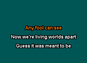 Any fool can see

Now we're living worlds apart

Guess it was meant to be