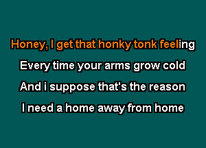 Honey, I get that honky tonk feeling
Every time your arms grow cold
And i suppose that's the reason

I need a home away from home