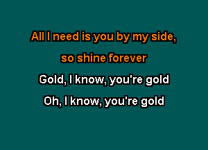 All I need is you by my side,

so shine forever

Gold, I know, you're gold

Oh, I know, you're gold