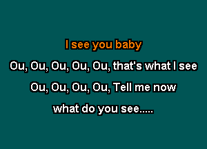 I see you baby
Ou, Ou, Ou, Ou, Ou, that's whatl see

Ou, Ou, Ou, Ou, Tell me now

what do you see .....