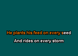 He plants his feed on every seed

And rides on every storm