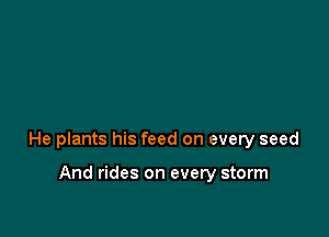 He plants his feed on every seed

And rides on every storm