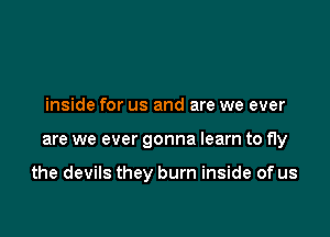 inside for us and are we ever

are we ever gonna learn to fly

the devils they burn inside of us