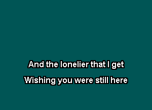 And the lonelier that I get

Wishing you were still here