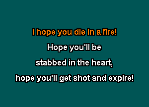 I hope you die in a fire!
Hope you'll be
stabbed in the heart,

hope you'll get shot and expire!