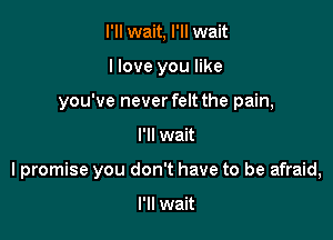 I'll wait, I'll wait
I love you like
you've never felt the pain,

I'll wait

I promise you don't have to be afraid,

I'll wait