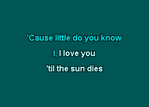 'Cause little do you know

I, I love you

'til the sun dies