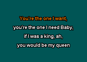 Yowre the one I want,

you're the one I need Baby,

ifl was a king, ah,

you would be my queen