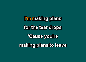 I'm making plans

for the tear drops

'Cause you're

making plans to leave