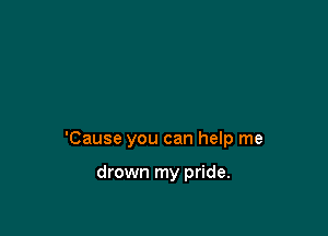 'Cause you can help me

drown my pride.