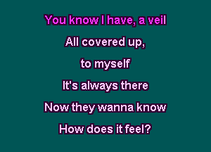 You knowl have, a veil

All covered up,

to myself
It's always there
Now they wanna know

How does it feel?