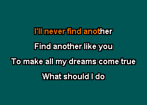 I'll never find another

Find another like you

To make all my dreams come true

What should I do