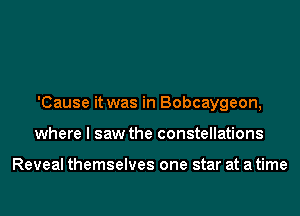 'Cause it was in Bobcaygeon,
where I saw the constellations

Reveal themselves one star at a time