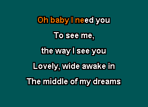 Oh baby I need you
To see me,
the way I see you

Lovely, wide awake in

The middle of my dreams