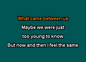 What came between us

Maybe we were just

too young to know

But now and then I feel the same