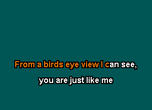 From a birds eye viewl can see,

you arejust like me