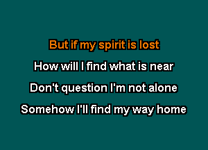 But if my spirit is lost
How will I find what is near

Don't question I'm not alone

Somehow I'll fund my way home