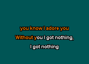 you knowl adore you

Without you I got nothing,

I got nothing