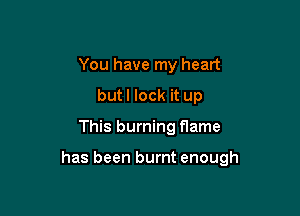 You have my heart
but I lock it up

This burning flame

has been burnt enough