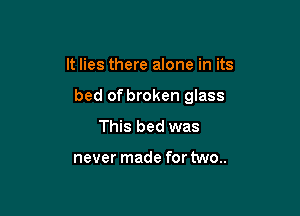 It lies there alone in its

bed of broken glass

This bed was

never made for two..