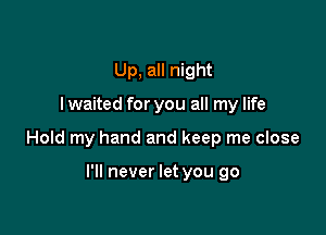 Up, all night

I waited for you all my life

Hold my hand and keep me close

I'll never let you go
