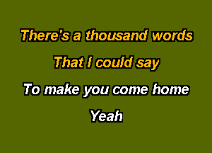 There's a thousand words

That I could say

To make you come home

Yeah