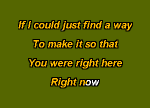 If I could just find a way

To make it so that

You were right here

Right now