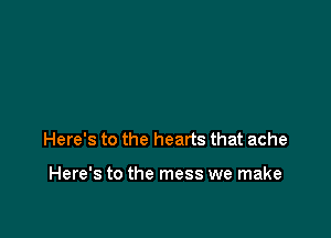 Here's to the hearts that ache

Here's to the mess we make