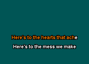 Here's to the hearts that ache

Here's to the mess we make