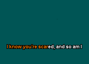 I know you re scared, and so am I