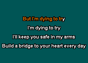 But Pm dying to try
Pm dying to try

Pll keep you safe in my arms

Build a bridge to your heart every day
