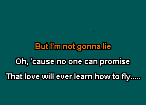 But Pm not gonna lie

on, hause no one can promise

That love will ever learn how to fly .....
